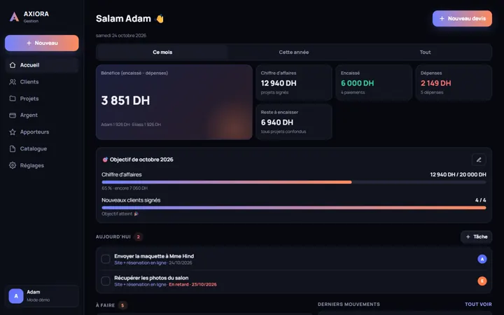 Axiora Gestion — Plateforme SaaS interne