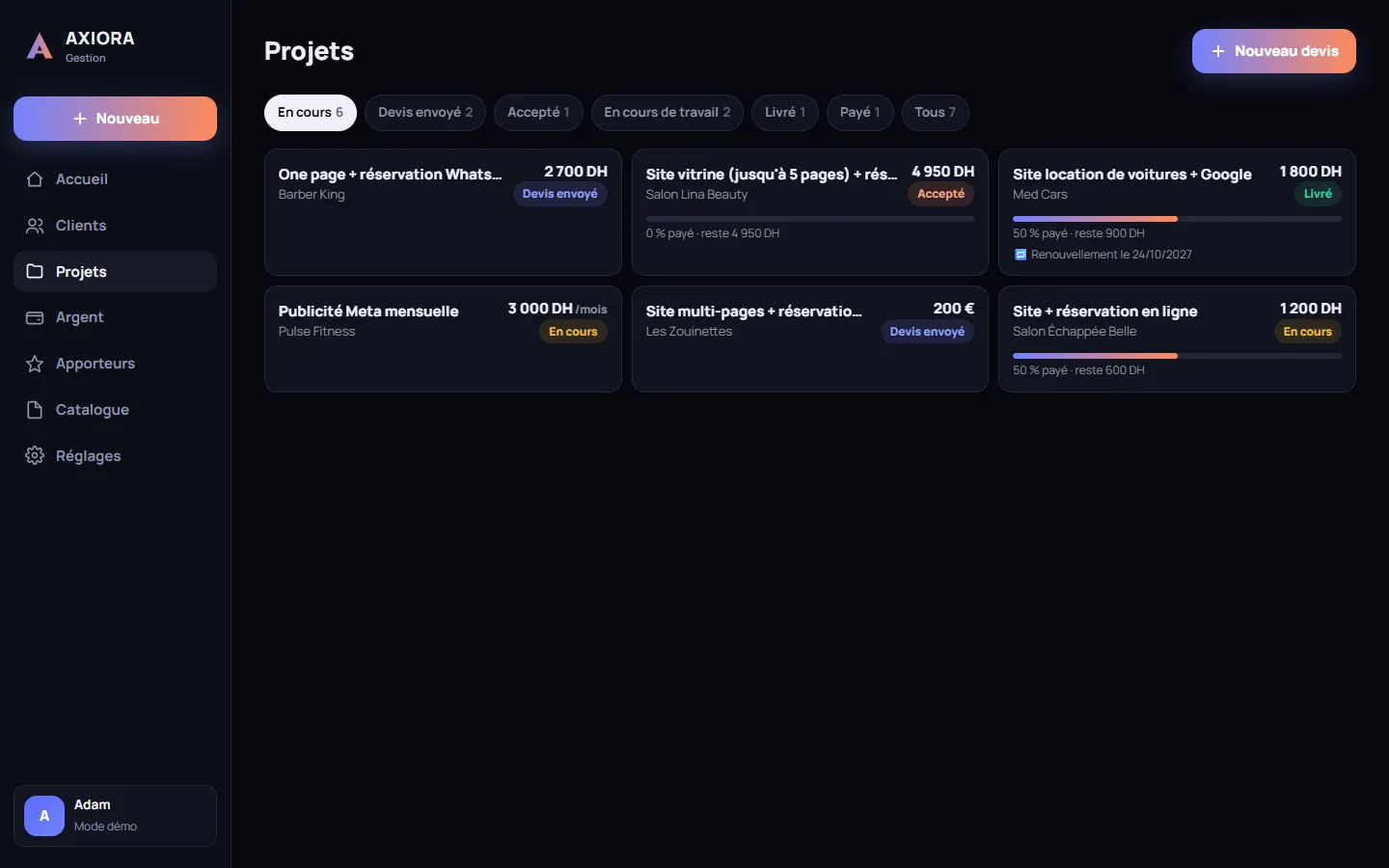 Axiora Gestion — capture